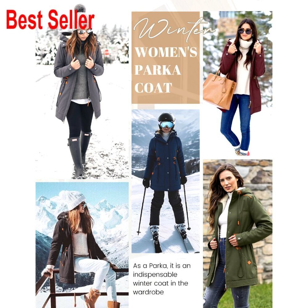 Faux Fur Lined Parka Jacket with Waterproof Hooded Mid-Length Coat - Picture 7 of 7